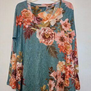 Soft Surroundings L/S floral sweater tunic top Size PXL